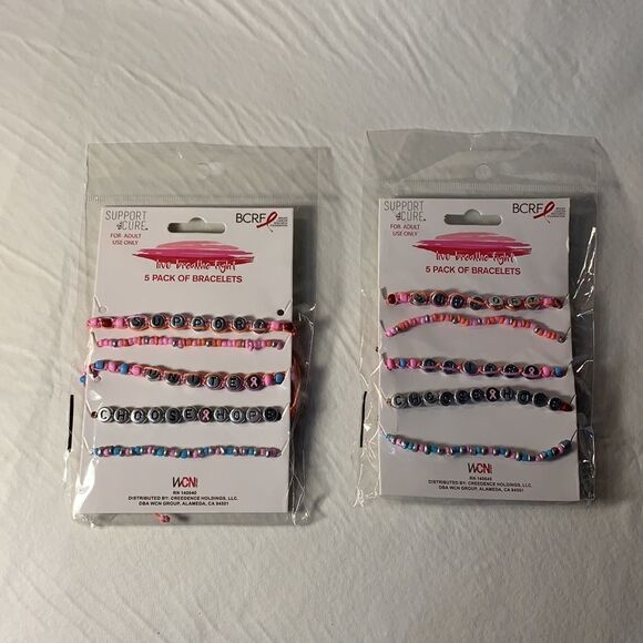 Breast Cancer Hat Lanyard ID Holder 2 PK Bracelets - Picture 5 of 8